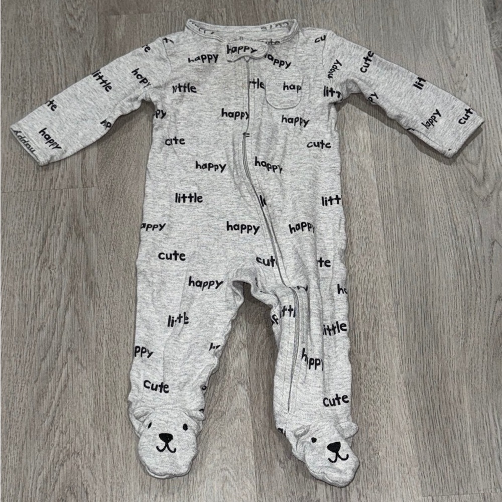 Carter's Baby Bear Grey Happy Little Cute Sleep & Play